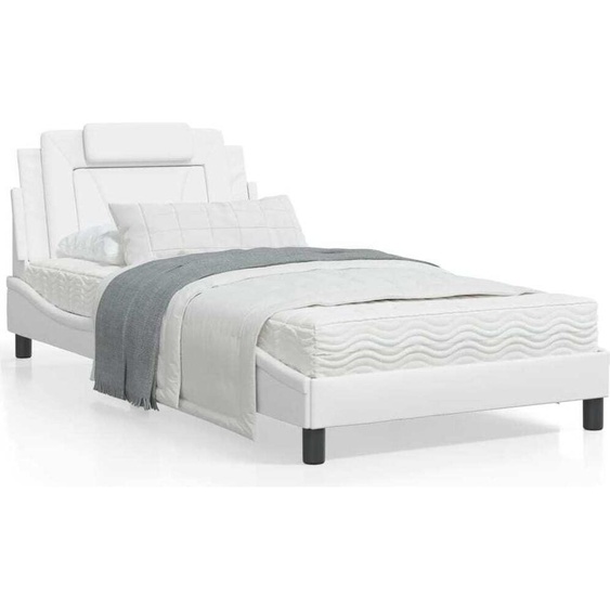 Maison Exclusive - Lit « Viana » avec matelas blanc 100 x 200 cm en similicuir