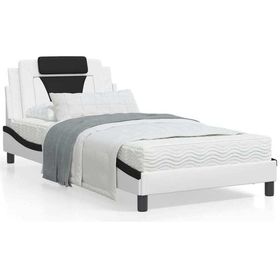 Maison Exclusive - Lit « Viana » avec matelas blanc et noir, 100 x 200 cm, simili cuir