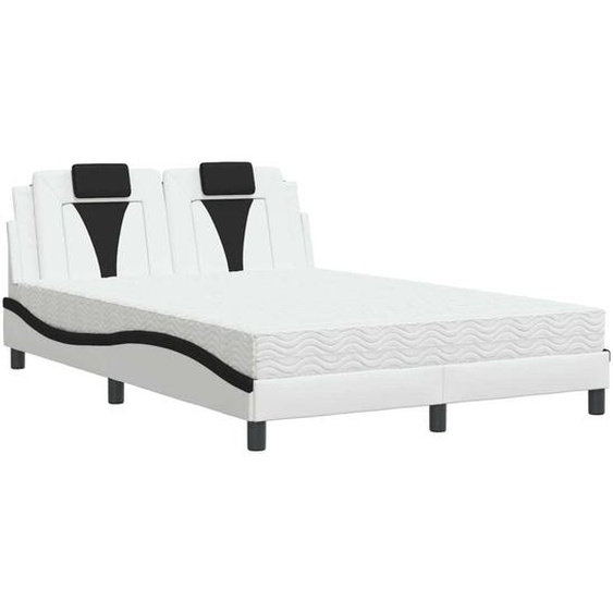 Maison Exclusive - Lit « Viana » avec matelas blanc et noir, 140 x 190 cm, simili cuir