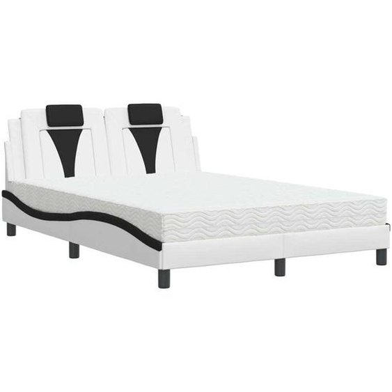 Maison Exclusive - Lit « Viana » avec matelas blanc et noir, 140 x 200 cm, simili cuir