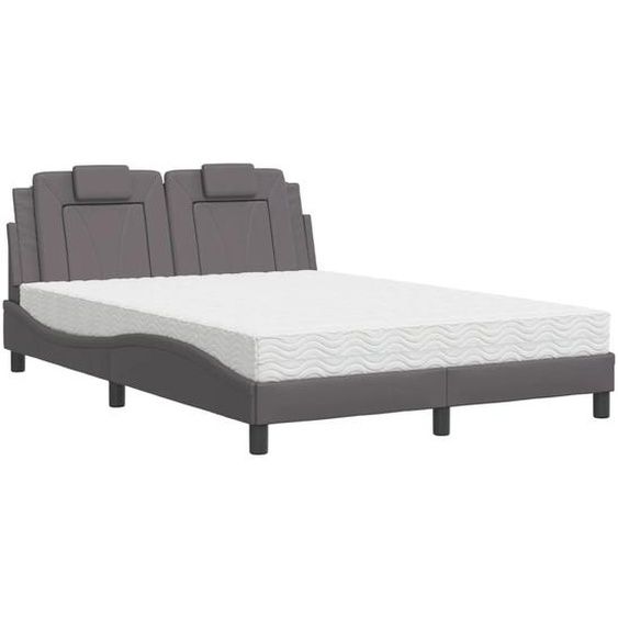 Maison Exclusive - Lit « Viana » avec matelas, gris, 140 x 200 cm, simili cuir
