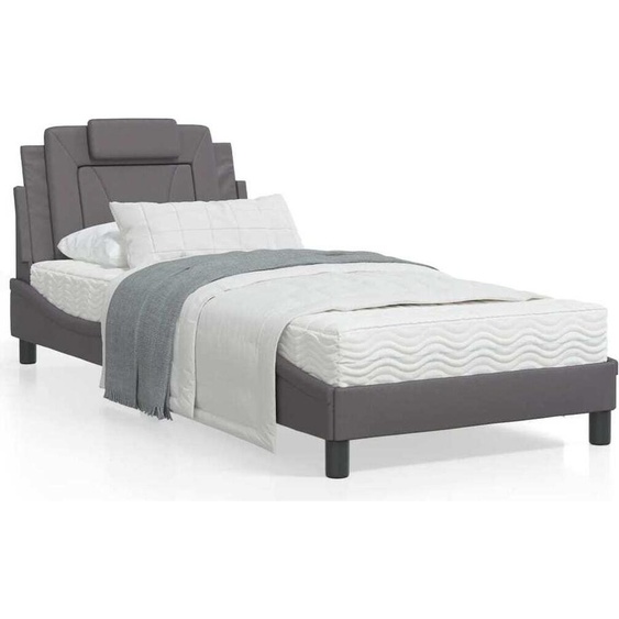 Maison Exclusive - Lit « Viana » avec matelas, gris, 90 x 190 cm, simili cuir