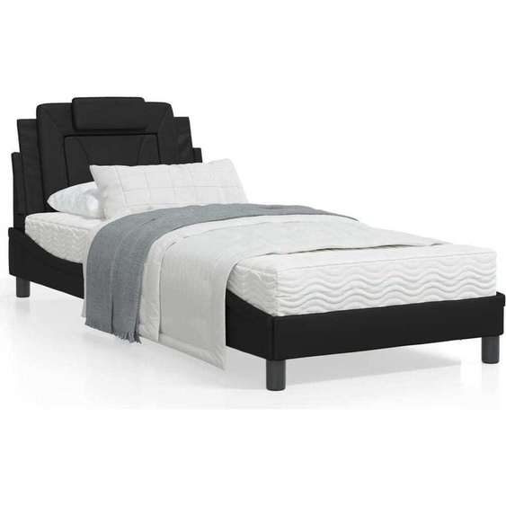Maison Exclusive - Lit « Viana » avec matelas noir 90 x 190 cm en similicuir
