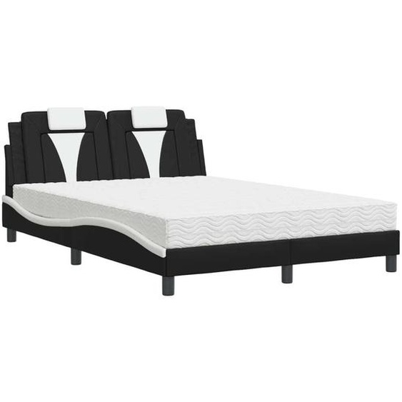 Maison Exclusive - Lit « Viana » avec matelas noir et blanc 140 x 190 cm en similicuir