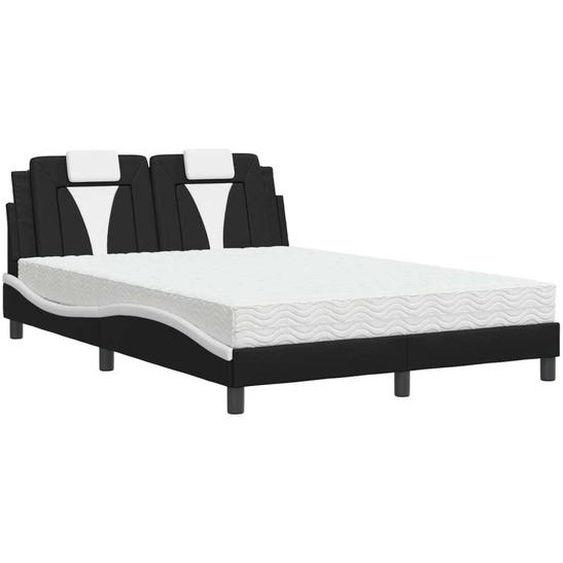 Maison Exclusive - Lit « Viana » avec matelas noir et blanc 140 x 200 cm en similicuir