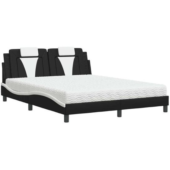 Maison Exclusive - Lit « Viana » avec matelas noir et blanc 160 x 200 cm en similicuir
