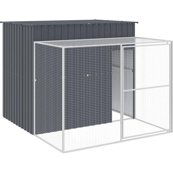 Maison Exclusive Niche pour chiens avec enclos Anthracite 214x253x181cm Acier galvanisé