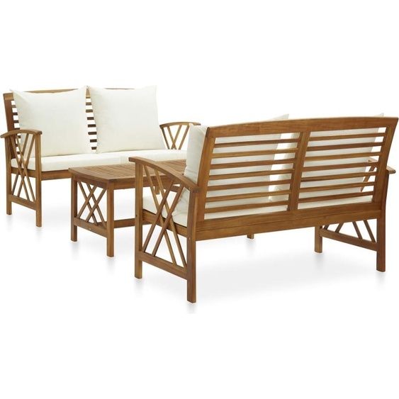 Maison Exclusive - Salon de jardin 3 pcs avec coussins Bois dacacia massif