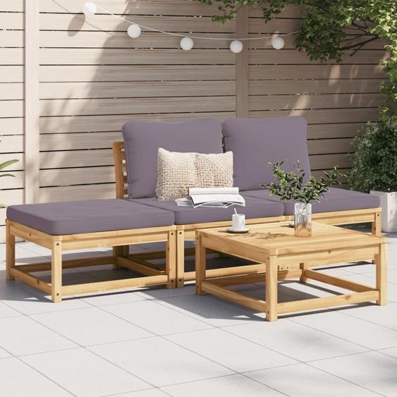 Maison Exclusive - Salon de jardin 4 pcs avec coussins Bois dacacia solide