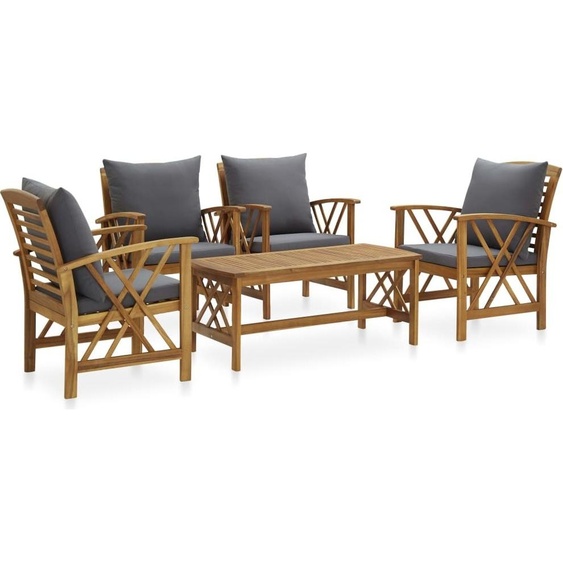 Maison Exclusive - Salon de jardin 5 pcs avec coussins Bois dacacia solide