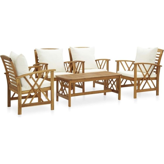 Maison Exclusive - Salon de jardin 5 pcs avec coussins Bois dacacia solide