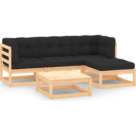 Maison Exclusive - Salon de jardin 5 pcs avec coussins Bois de pin massif