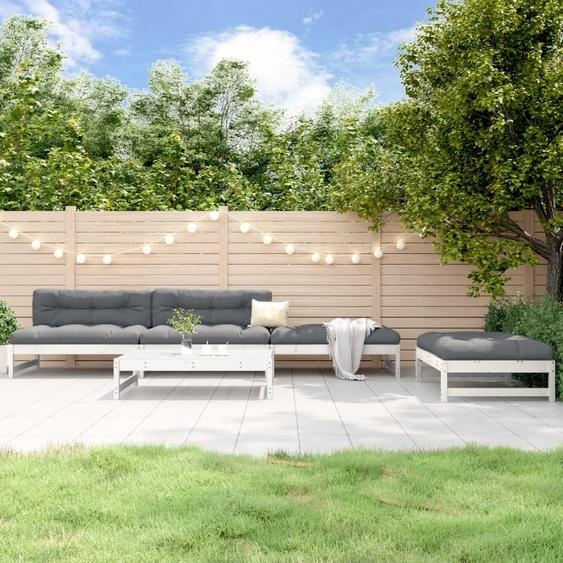 Maison Exclusive - Salon de jardin 5 pcs blanc bois massif de pin