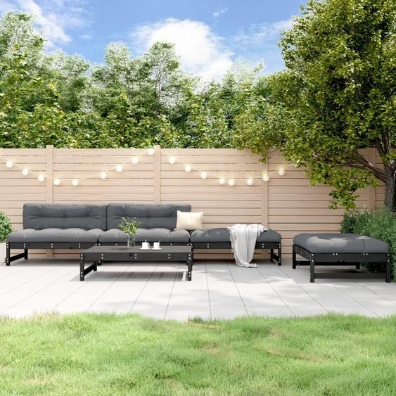 Maison Exclusive - Salon de jardin 5 pcs noir bois massif de pin