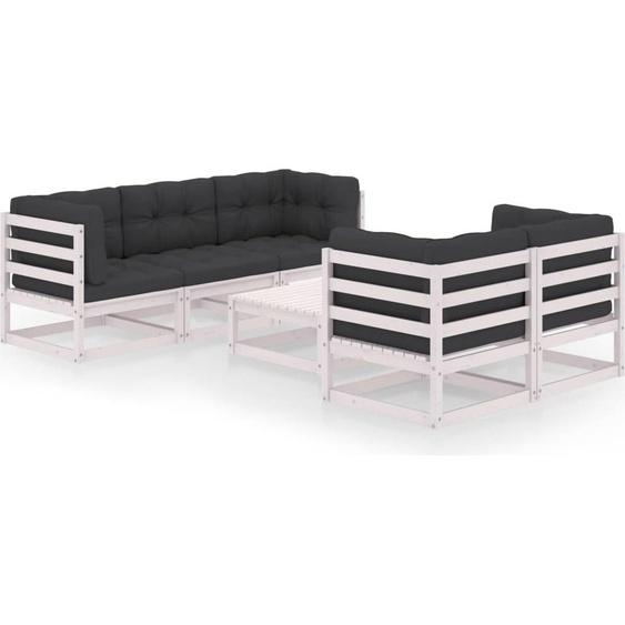 Maison Exclusive - Salon de jardin 6 pcs avec coussins Bois de pin massif