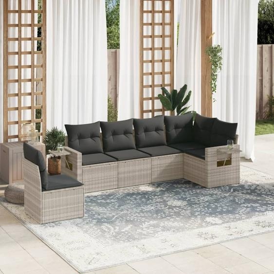 Maison Exclusive - Salon de jardin 6 pcs avec coussins gris clair résine tressée