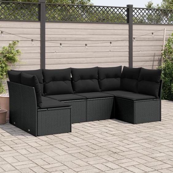 Maison Exclusive - Salon de jardin 6 pcs avec coussins noir résine tressée