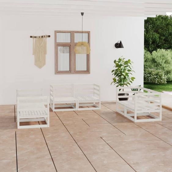 Maison Exclusive - Salon de jardin 6 pcs Blanc Bois de pin massif