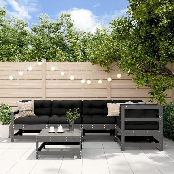 Maison Exclusive - Salon de jardin 6 pcs Gris Bois de pin massif