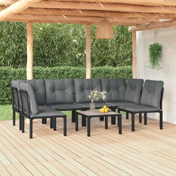 Maison Exclusive - Salon de jardin 7 pcs noir et gris résine tressée
