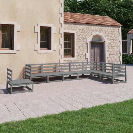 Maison Exclusive - Salon de jardin 8 pcs gris bois de pin massif