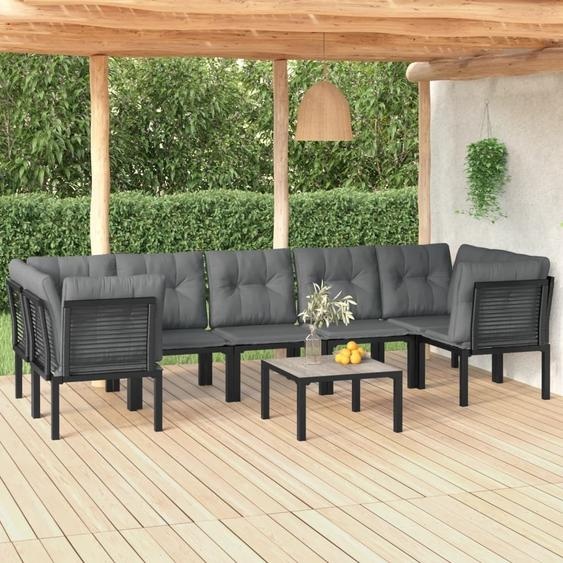 Maison Exclusive - Salon de jardin 8 pcs noir et gris résine tressée