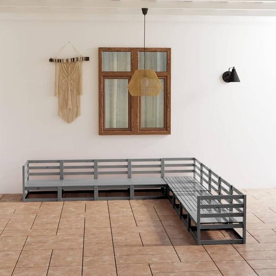 Maison Exclusive - Salon de jardin 9 pcs gris bois de pin massif