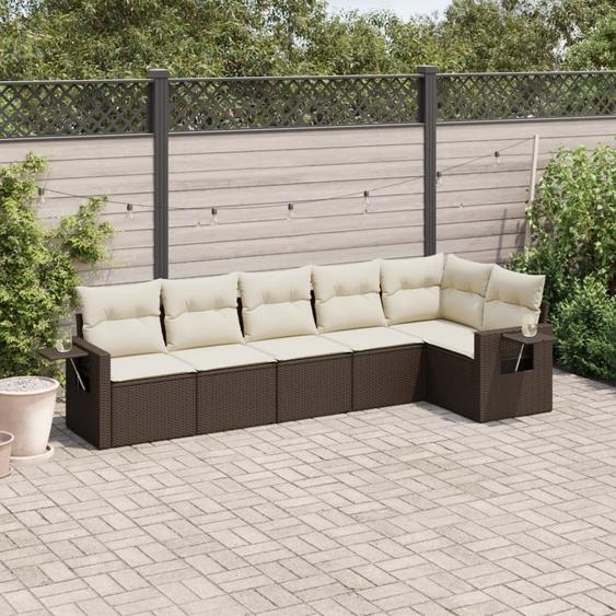Maison Exclusive - Salon de jardin avec coussins 6 pcs marron résine tressée