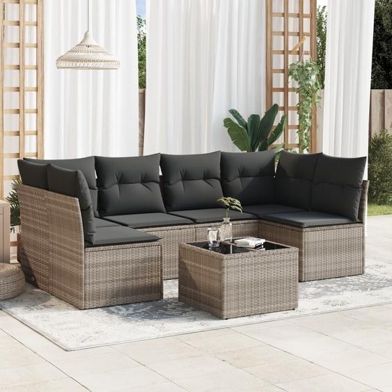 Maison Exclusive - Salon de jardin avec coussins 7 pcs gris clair résine tressée