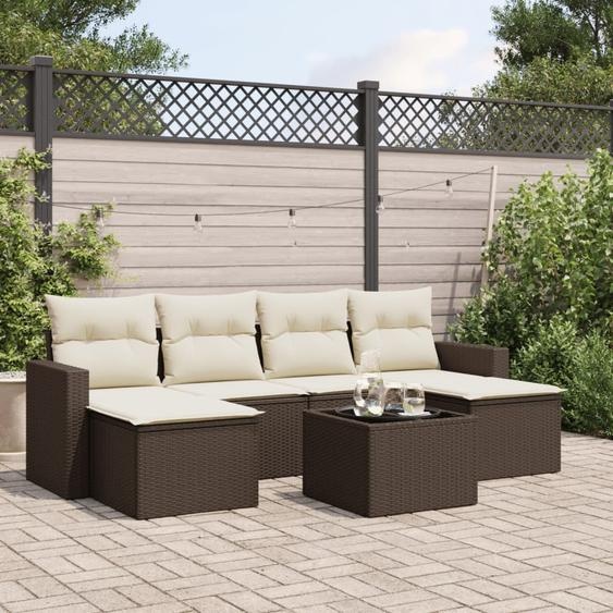 Maison Exclusive - Salon de jardin avec coussins 7 pcs marron résine tressée