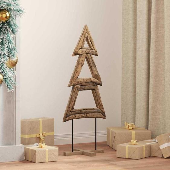 Maison Exclusive - Sapin de Noël avec support Marron 90 cm Bois massif Teck
