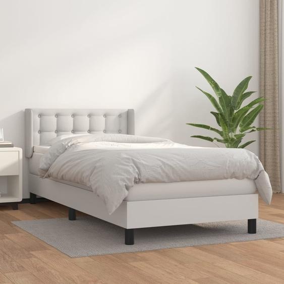 Maison Exclusive - Sommier à lattes de lit avec matelas Blanc 100x200cm Similicuir