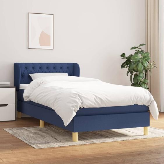 Maison Exclusive - Sommier à lattes de lit avec matelas Bleu 80x200 cm Tissu