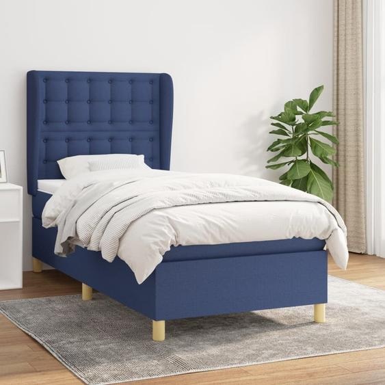 Maison Exclusive - Sommier à lattes de lit avec matelas Bleu 90x190 cm Tissu