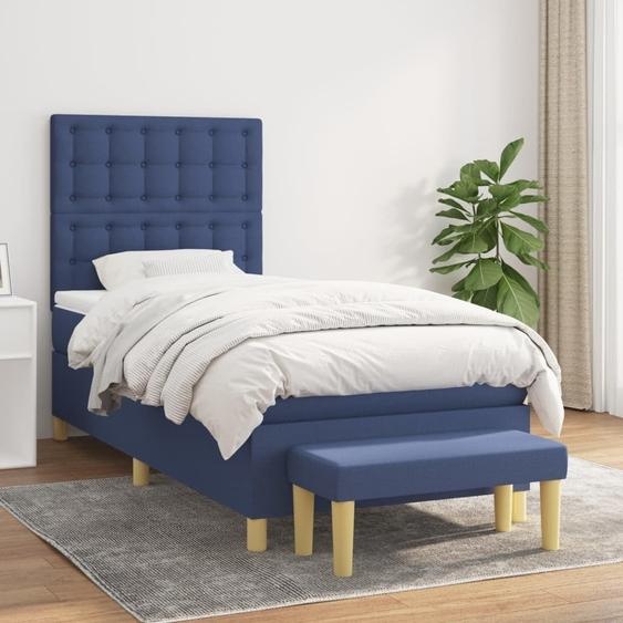 Maison Exclusive - Sommier à lattes de lit avec matelas Bleu 90x190 cm Tissu