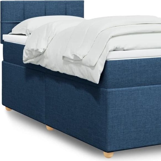 Maison Exclusive - Sommier à lattes de lit avec matelas Bleu 90x190 cm Tissu