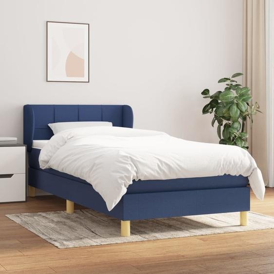 Maison Exclusive - Sommier à lattes de lit avec matelas Bleu 90x200 cm Tissu