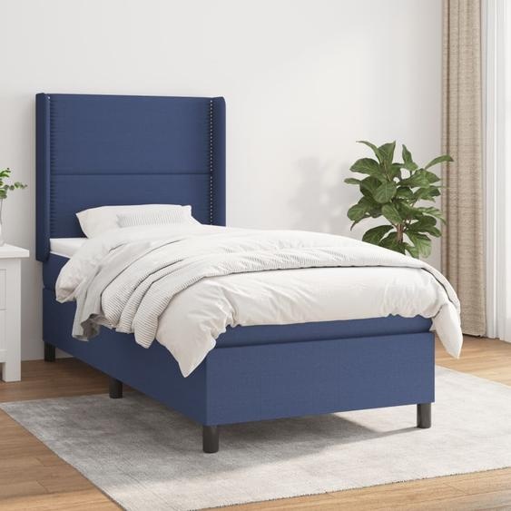 Maison Exclusive - Sommier à lattes de lit avec matelas Bleu 90x200 cm Tissu