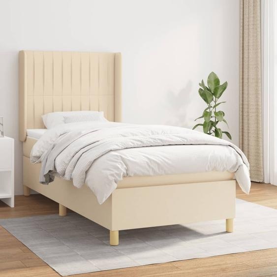 Maison Exclusive - Sommier à lattes de lit avec matelas Crème 90x200 cm Tissu