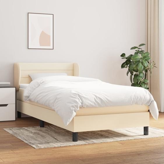 Maison Exclusive - Sommier à lattes de lit avec matelas Crème 90x200 cm Tissu
