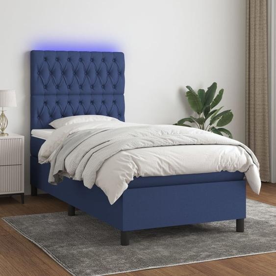 Maison Exclusive - Sommier à lattes de lit avec matelas et LED Bleu 80x200cm Tissu