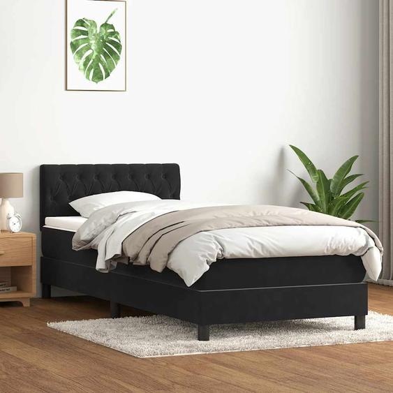 Maison Exclusive - Sommier à lattes de lit avec matelas et LED noir 90x220 cm velours