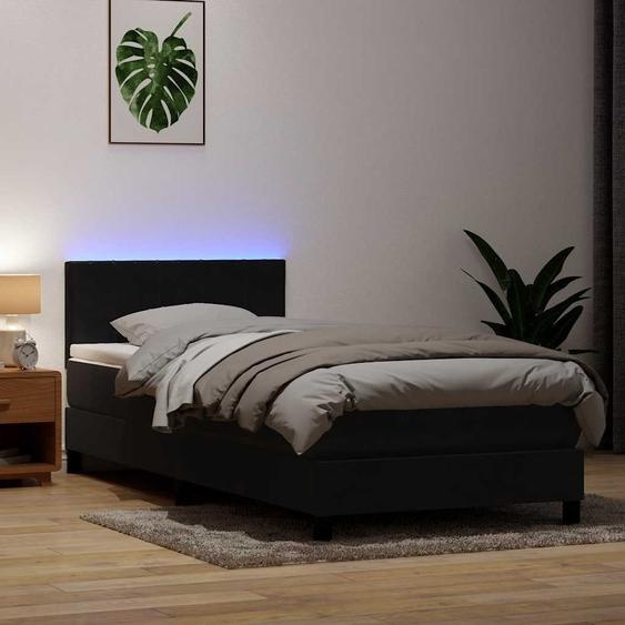 Maison Exclusive - Sommier à lattes de lit avec matelas et LED noir 90x220 cm velours