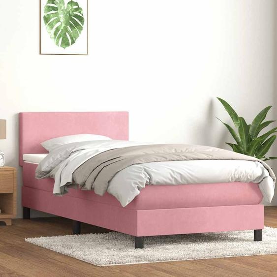 Maison Exclusive - Sommier à lattes de lit avec matelas et LED rose 90x220 cm velours