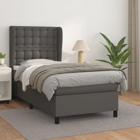 Maison Exclusive - Sommier à lattes de lit avec matelas Gris 90x200 cm Similicuir