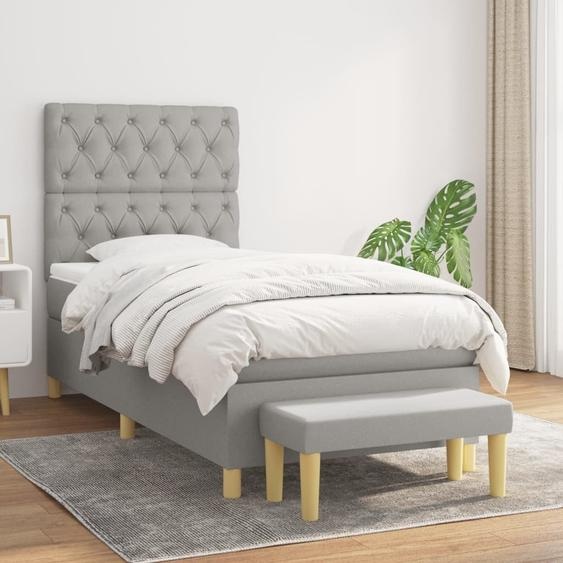 Maison Exclusive - Sommier à lattes de lit avec matelas Gris clair 80x200 cm Tissu