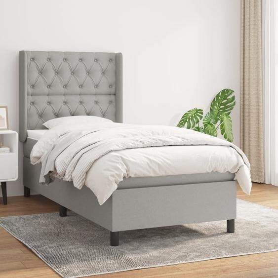 Maison Exclusive - Sommier à lattes de lit avec matelas Gris clair 80x200 cm Tissu