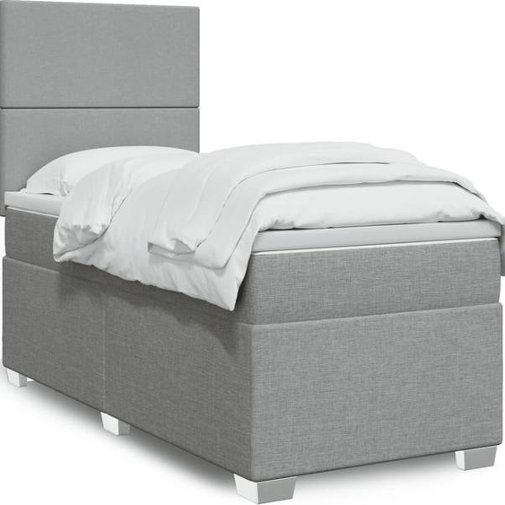 Maison Exclusive - Sommier à lattes de lit avec matelas Gris clair 90x200 cm Tissu