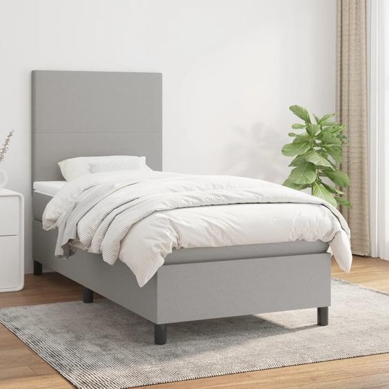 Maison Exclusive - Sommier à lattes de lit avec matelas Gris clair 90x200 cm Tissu