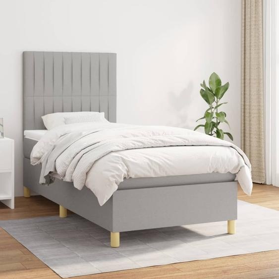 Maison Exclusive - Sommier à lattes de lit avec matelas Gris clair 90x200 cm Tissu